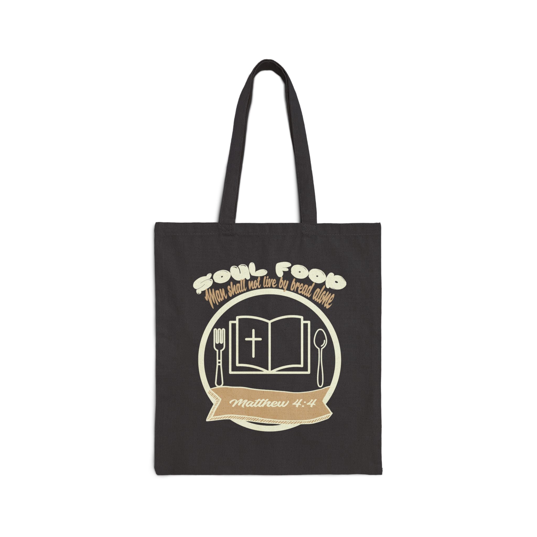 Soul Food Cotton Canvas Tote Bag | Eco-Friendly Grocery Bag, Bible Verse Conference Gift, Faith-Based Accessory, Church Outing Tote